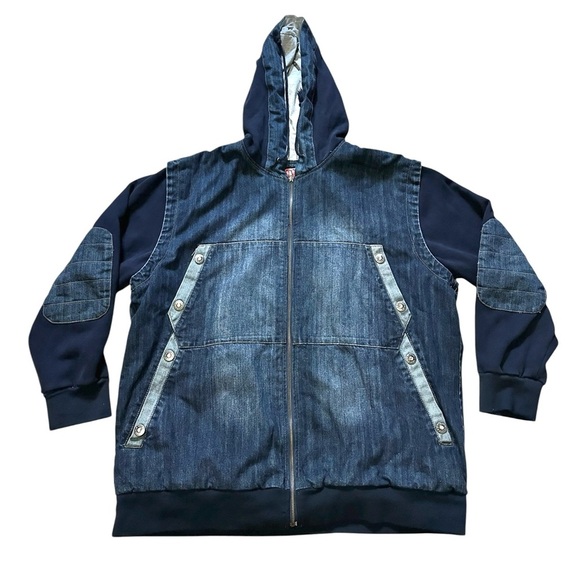 Vintage Platinum Gear Jean Jacket Mens 3XL Denim Y2K Hip Hop Embroidered - Picture 3 of 12